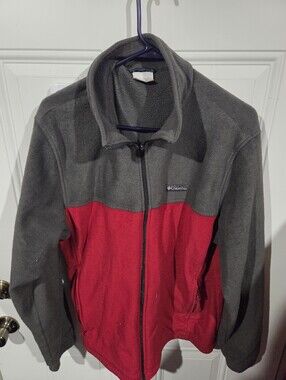 Columbia Gray and Red Full-Zip Fleece Jacket